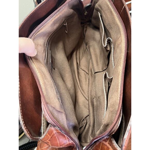 M C Marc Chantel Gator LEATHER Embossed Heart Basket Weave Handbag Purse - Picture 10 of 10